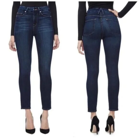 Good American Good Legs High Rise Skinny Jeans Zip Stretch Blue - Picture 1 of 15